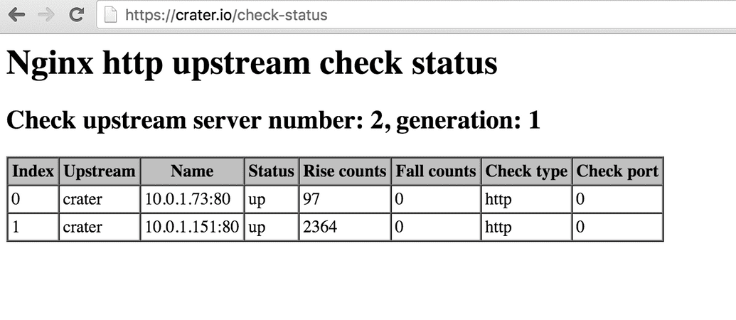 Nginx Upstream Module Check status page